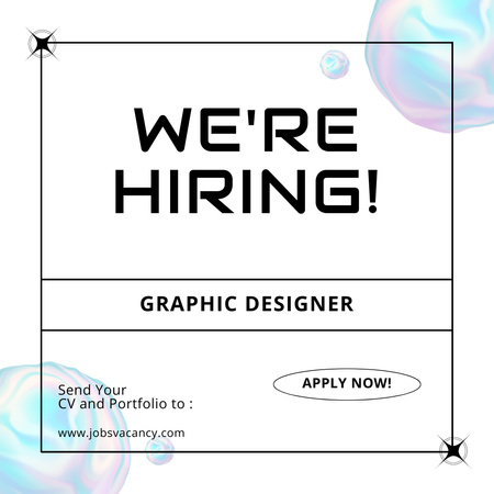 Designvorlage We're Hiring Graphic Designer für Instagram