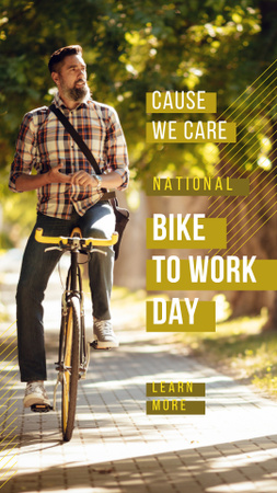 Young Man on Bicycle in Park Instagram Story Design Template