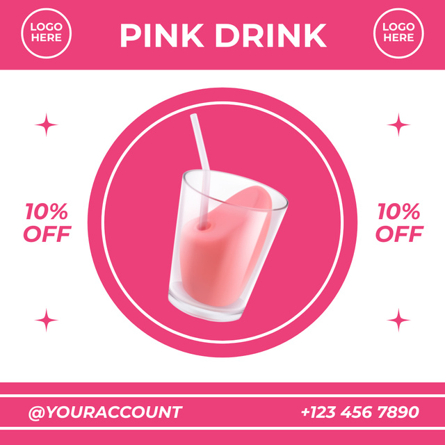 Non-Alcoholic Pink Drinks Instagram Tasarım Şablonu