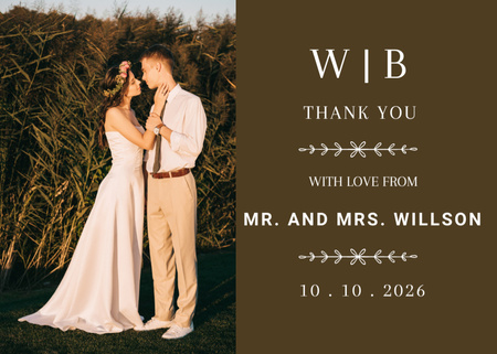 Wedding Announcement with Lovely Newlyweds Postcard 5x7in Design Template
