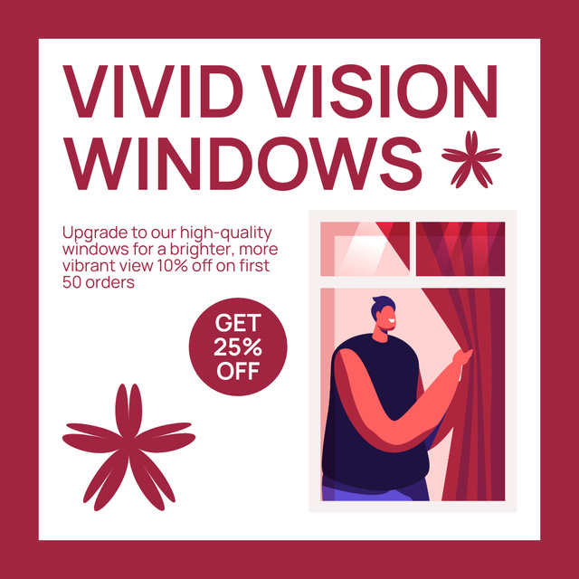Windows Discount Offer with Illustration of Woman Instagram AD Design Template