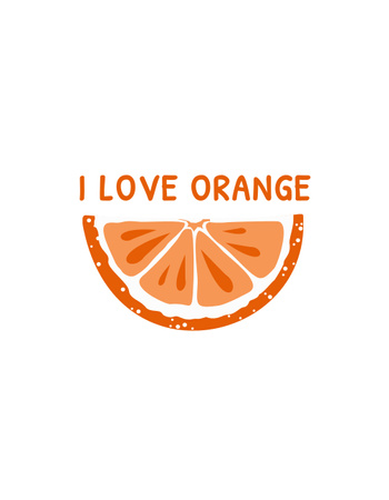 Cute Illustration of Orange Slice T-Shirt Tasarım Şablonu