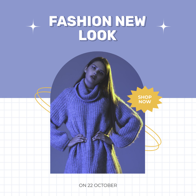 Fashion New Look Announcement  Instagram AD Design Template