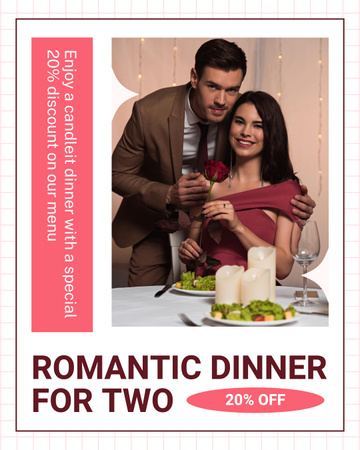 Template di design Sconto speciale per una cena per due in occasione di San Valentino Instagram Post Vertical