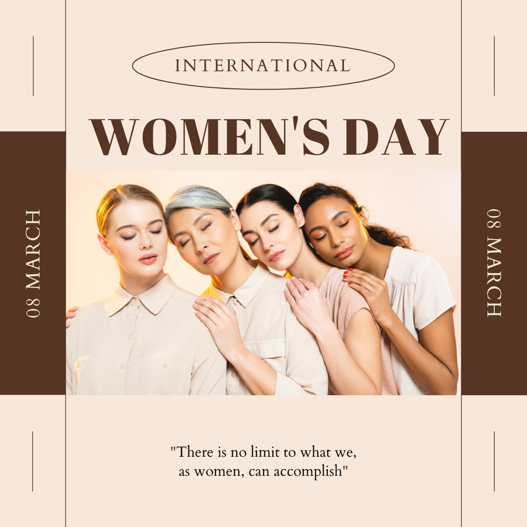 Women's Day with Beautiful Multiracial Women Instagram tervezősablon