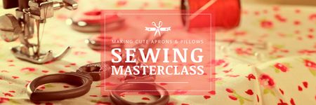 Platilla de diseño Sewing Masterclass with Flower Pattern Cloth Twitter