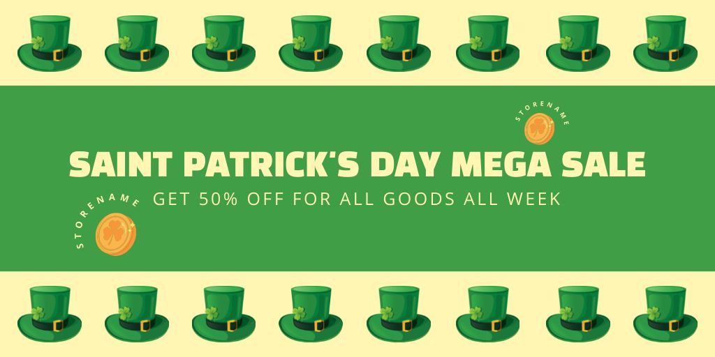 Template di design St. Patrick's Day Mega Sale Twitter