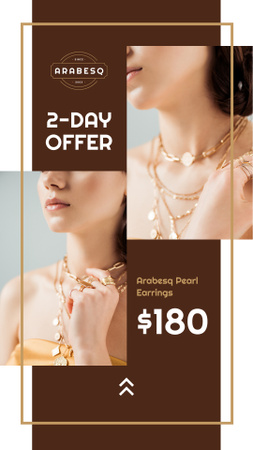 Platilla de diseño Jewelry Offer Woman in Pearl Earrings Instagram Story