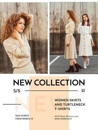 Designvorlage Lässige Outfits-Kollektion mit Röcken-Angebot für Poster US
