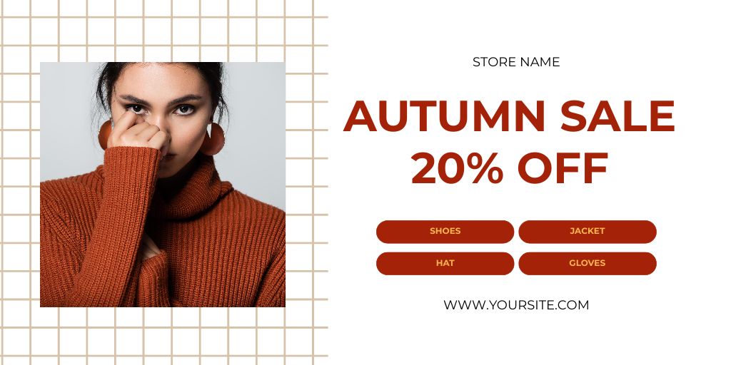 Warm Clothes At Discounted Rates In Autumn Twitter Design Template