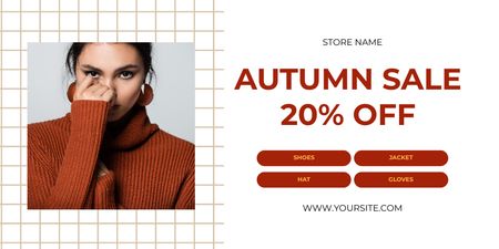 Warm Clothes At Discounted Rates In Autumn Twitter Design Template