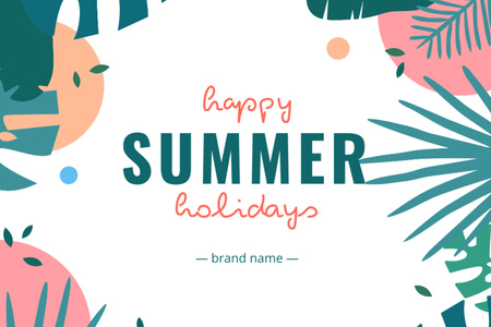 Happy Summer Holiday Greeting Postcard 4x6in Design Template