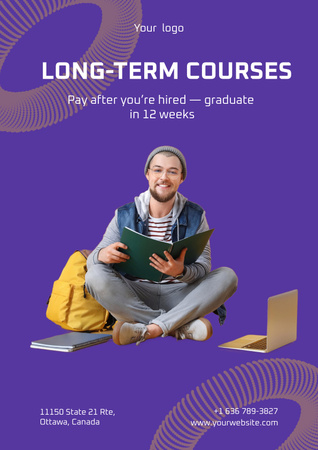 Plantilla de diseño de Anuncio de cursos educativos a largo plazo Poster 