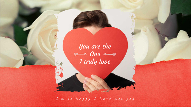Young Man with Valentine's Day Card on Roses  Full HD video Design Template