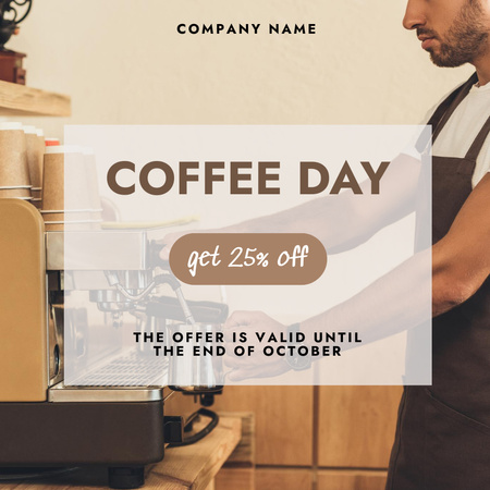 Man Making Delicious Drink for Coffee Day Instagram Design Template