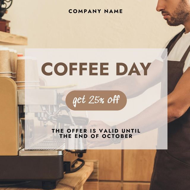 Man Making Delicious Drink for Coffee Day Instagram – шаблон для дизайну