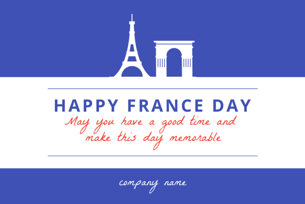 Plantilla de diseño de Mesmerizing National Day Of France With Architecture Symbols Postcard 4x6in 
