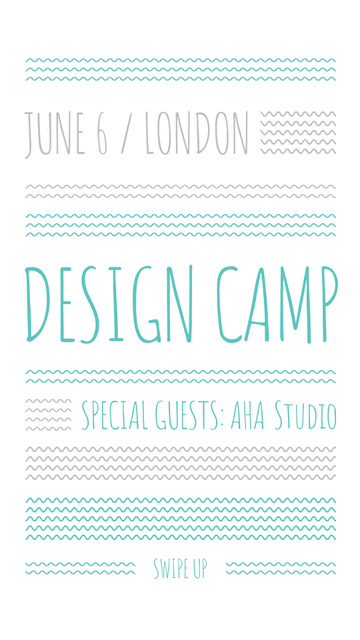 Design camp announcement on Blue waves Instagram Story Modelo de Design