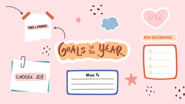Goals of the Year Notes Mind Mapデザインテンプレート