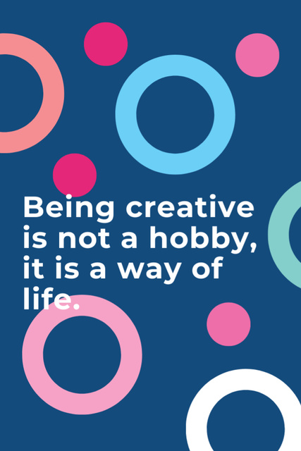 Designvorlage Quote about Creativity On Blue für Postcard 4x6in Vertical