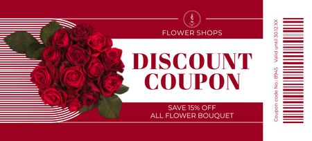 Red Roses Discount Voucher Coupon 3.75x8.25in Design Template