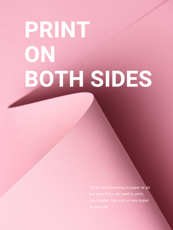 Paper Saving Concept with Curved Sheet in Pink Poster US Tasarım Şablonu