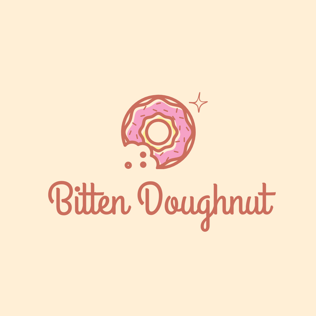 Illustration of Donut for Bakery Ad Logo 1080x1080pxデザインテンプレート