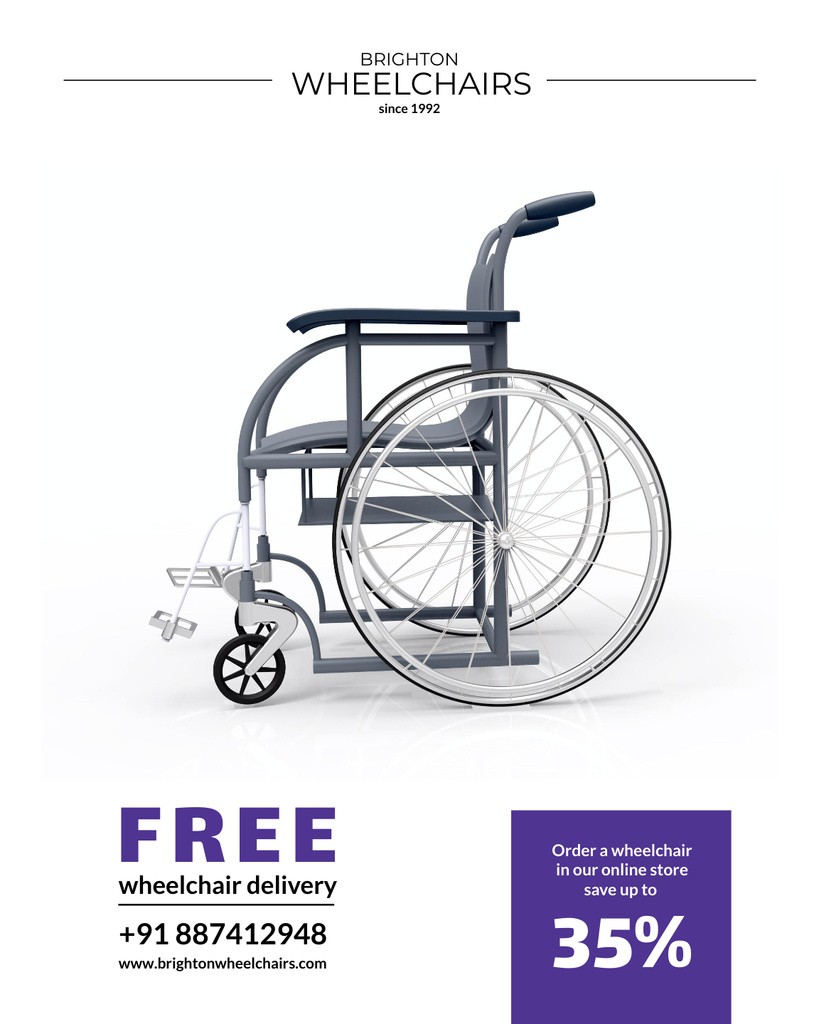 Wheelchairs Store Ad with Big Discount Poster 16x20in Design Template