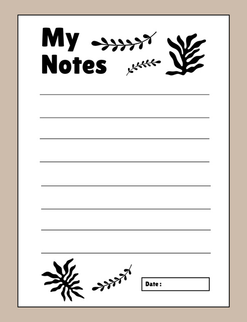 Daily Planner with Leaves and Branches on Grey Notepad 107x139mm Design Template