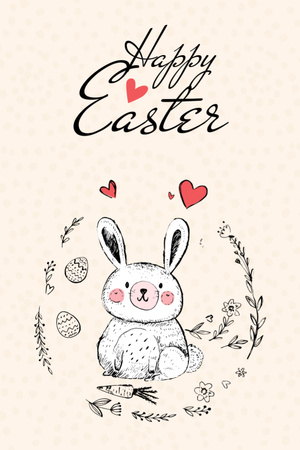 Platilla de diseño Easter Greeting With Cute Bunny Postcard 4x6in Vertical