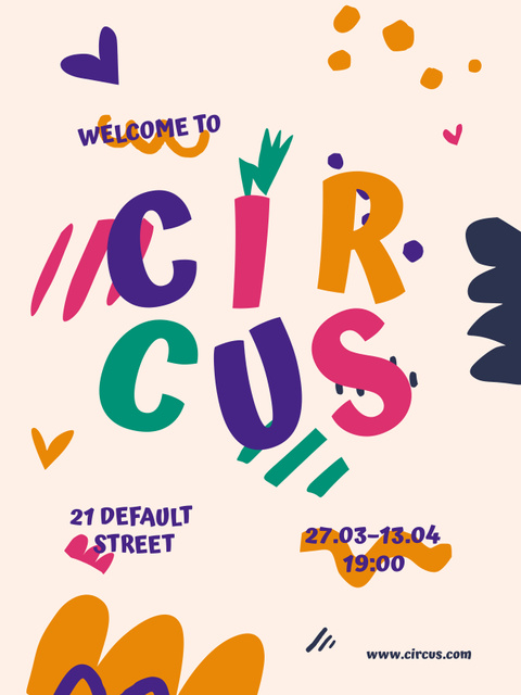 Circus Show Announcement with Colorful Doodles Pattern Poster 36x48inデザインテンプレート