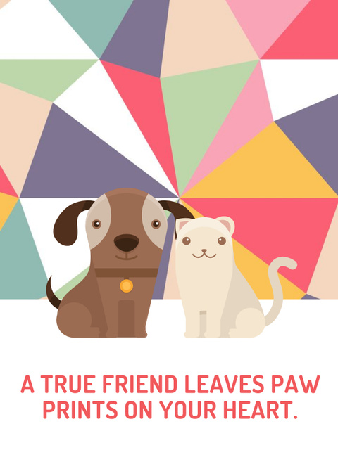 Pets Quote Cute Dog and Cat Poster US Modelo de Design