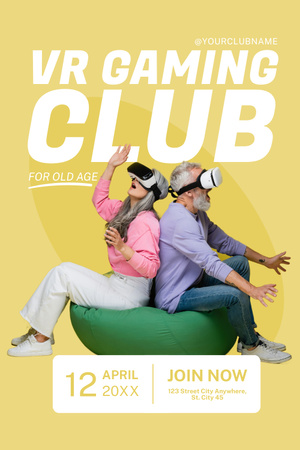 VR Gaming Club For Seniors With Glasses Pinterest Design Template