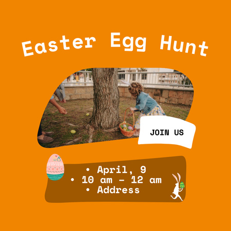 Plantilla de diseño de Traditional Easter Egg Hunt Announcement Animated Post 