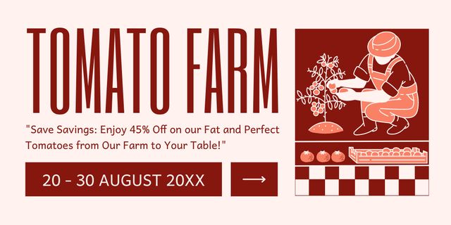 Ontwerpsjabloon van Twitter van Tomato Farm Offers Product Discount
