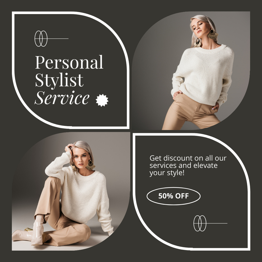 Ontwerpsjabloon van Instagram van Offer of Services of Personal Styling on Grey