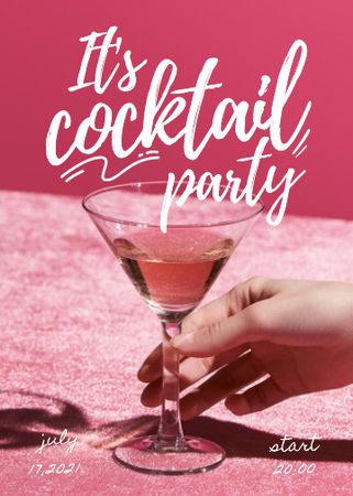 Szablon projektu Party Announcement with Cocktail Glass Invitation