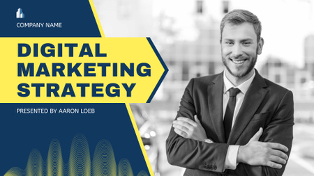 Plantilla de diseño de Marketer calificado presenta estrategia de marketing digital Presentation Wide 