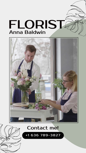 Florist Services With Flowers In Vase Instagram Video Story Πρότυπο σχεδίασης