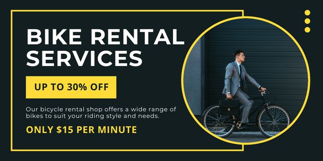Rental Bikes for Business People Twitter Design Template