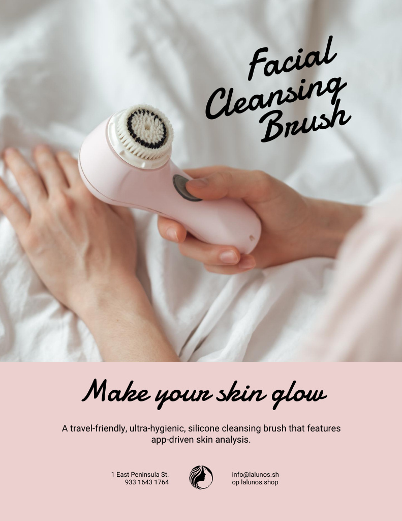 Facial Cleansing Brush for Woman Poster 8.5x11in Design Template