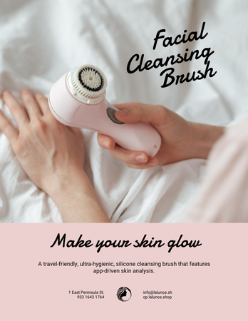 Ontwerpsjabloon van Poster 8.5x11in van Special Offer with Woman applying Facial Cleansing Brush