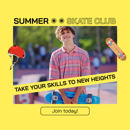 Summer Skate Club With Skateboards Promotion Animated Post Design Template