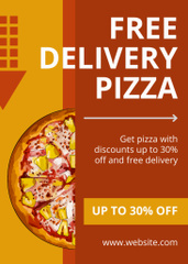 Free Pizza Delivery Announcement on Orange