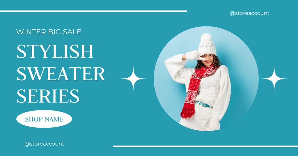Plantilla de diseño de Big Winter Sale Stylish Sweater Series Facebook AD 
