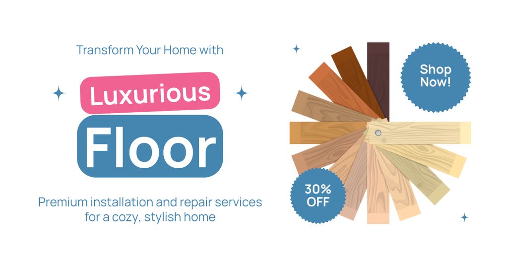 Plantilla de diseño de Luxurious Floor Coverings At Reduced Price Facebook AD 