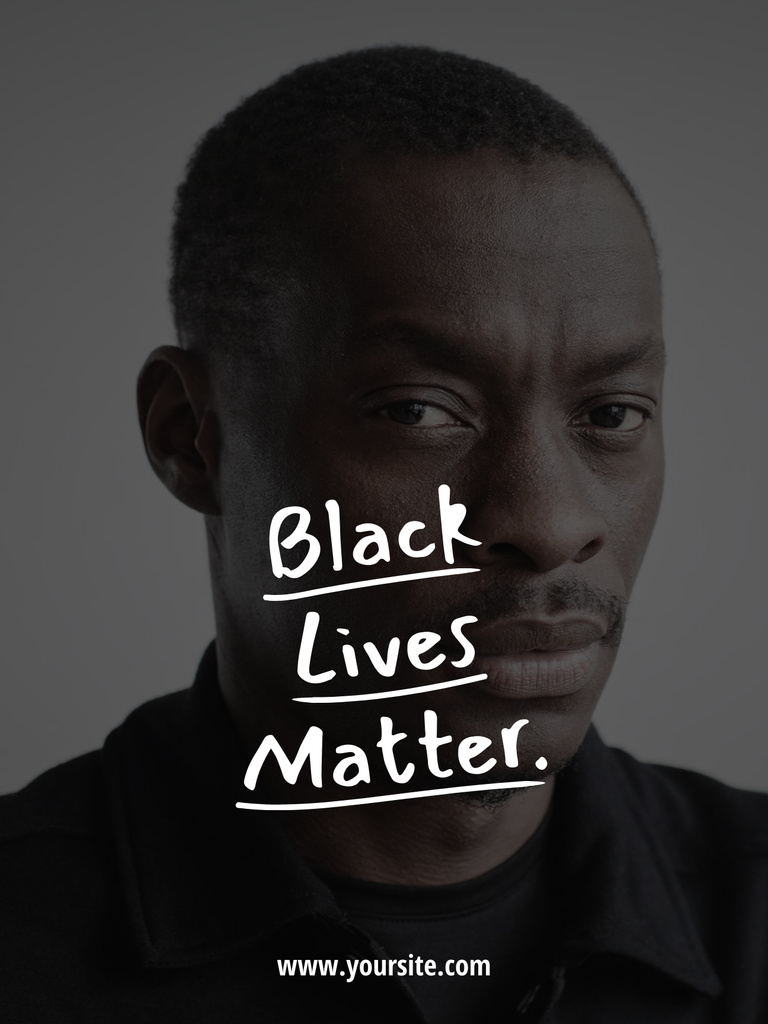 Black Lives Matter Handwritten Text with African American Man on Background Poster US tervezősablon