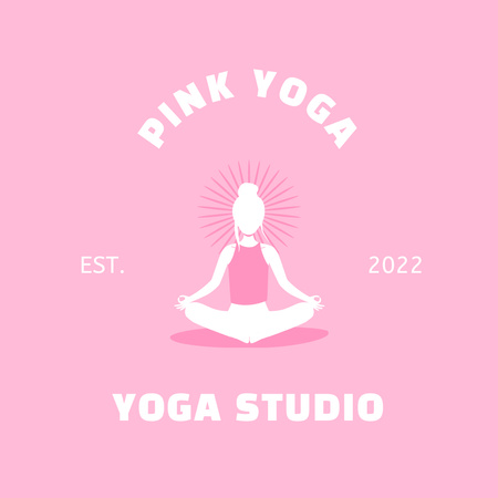 Yoga Studio Advertisement in Pink Logo 1080x1080px Tasarım Şablonu