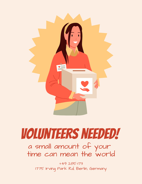Volunteering Help is Needed Poster 8.5x11in Design Template