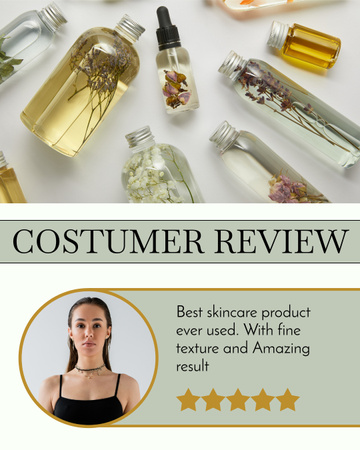 Plantilla de diseño de Comentarios de los clientes sobre el nuevo producto para el cuidado de la piel Instagram Post Vertical 
